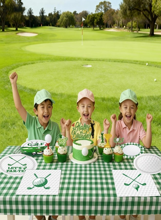 LINHAXM Golf Birthday Party Decorations Includes Plates, Napkins, Cups, Cutlery, Cake & Cupcake Toppers, Banner, Honeycomb Centerpieces, Tablecloths, Balloons for Golf Birthday Party Decorations, Serves 24 - Image 5